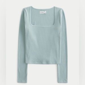 Ribbed Seamless Fabric Square Neck Top